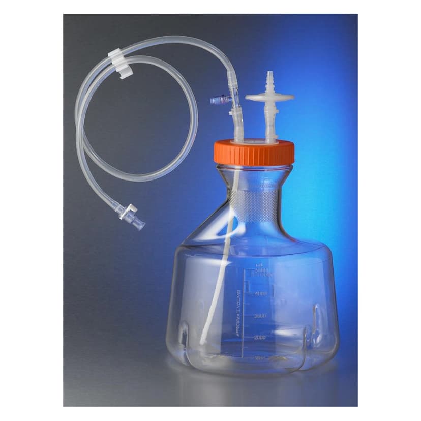 Corning 5L Polycarbonate Baffled Erlenmeyer Shake Flask with 100mm Disposable Aseptic Transfer Cap,0.2m Vent and Male MPC,Sterile,1/bag,2/case