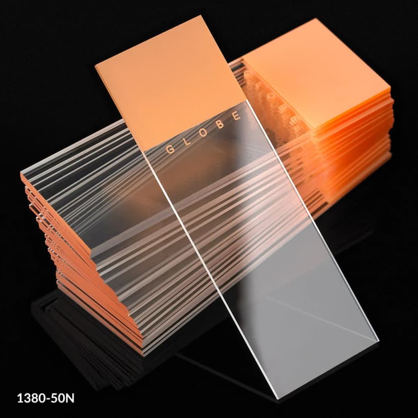 Microscope Slides, Diamond White Glass, 25 x 75mm, 90° Ground Edges, ORANGE Frosted, 72/Box, 20 Boxes/Case (10 Gross)