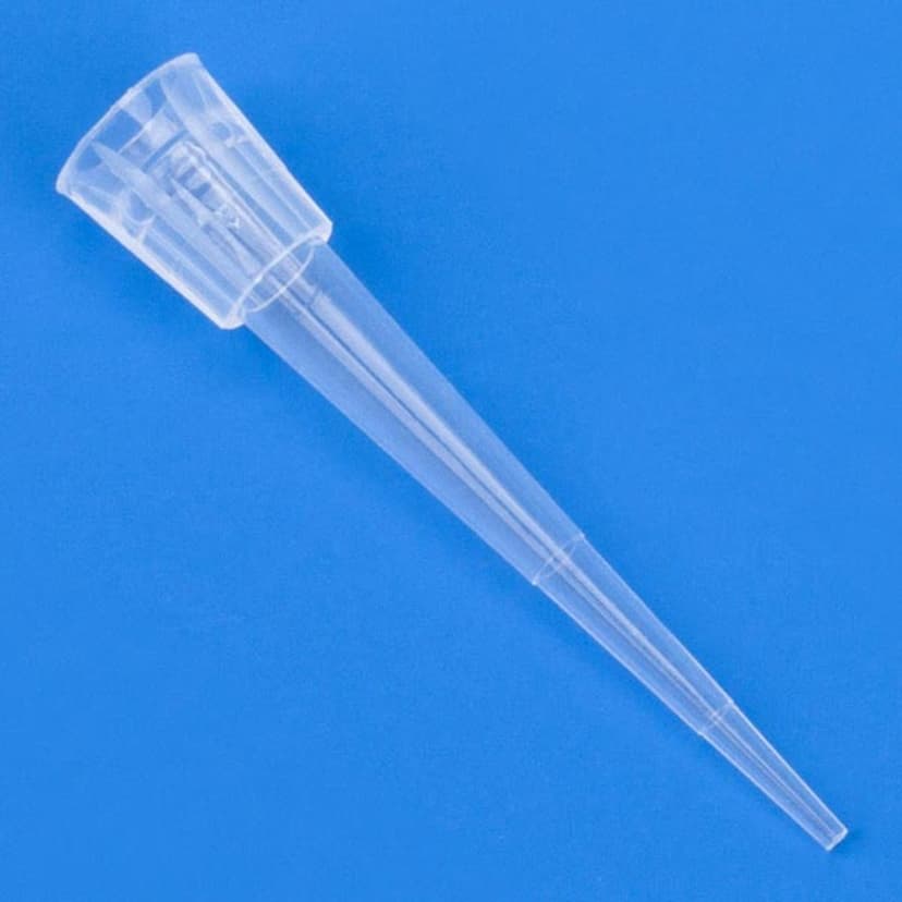 Pipette Tip, 0.1 - 20µL, Certified, Universal, Low Retention, Graduated, 45mm, Extended Length, Natural, STERILE, 1000/Stand-Up Resealable Bag