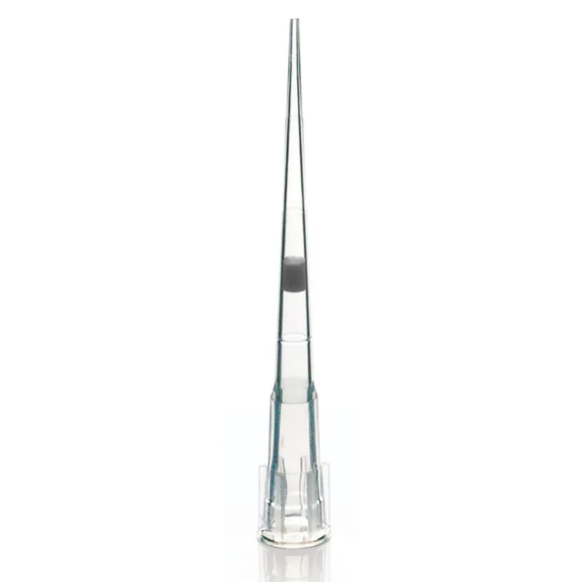Filter Pipette Tip, 0.1 - 10µL, Certified, Universal, Low Retention, Graduated, 45mm, Extended Length, Natural, STERILE, 96/Rack, 10 Racks/Box