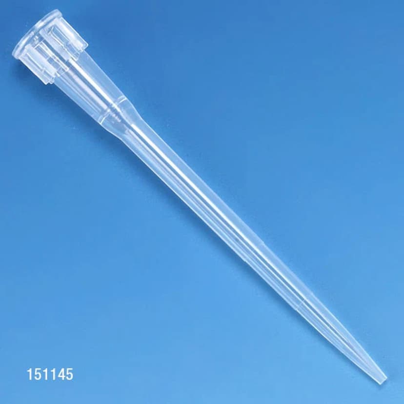 Pipette Tip, 0.1 - 20uL, Certified, Universal, Natural, 45mm, Extended Length, STERILE, 96/Rack, 10 Racks/Box