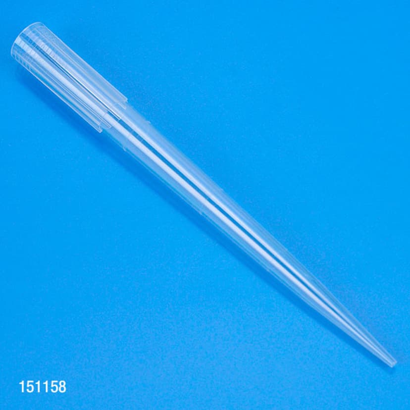 Pipette Tip, 100 - 1300uL, Certified, Universal, Graduated, Natural, 98mm, Extended Length, 500/Stand-Up Resealable Bag