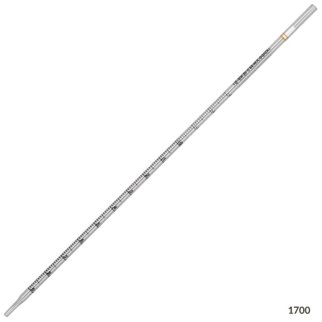 Serological Pipette, 1mL, PS, Standard Tip, 275mm, STERILE, Yellow Band, Individually Wrapped, 500/Dispenser Box