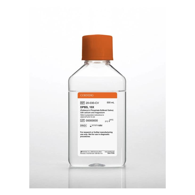 Corning® 500 mL DPBS (Dulbeccos Phosphate Buffered Saline), 10x [+] calcium, magnesium
