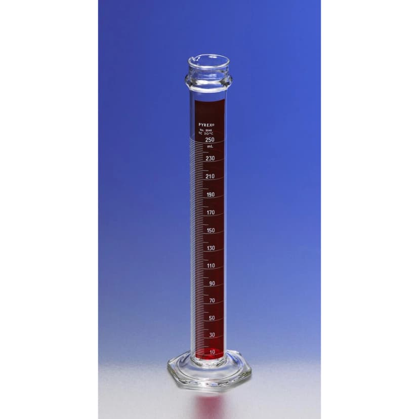PYREX 10mL Single Metric Scale Cylinders, Reinforced Glass Bead, Lifetime Red, TC