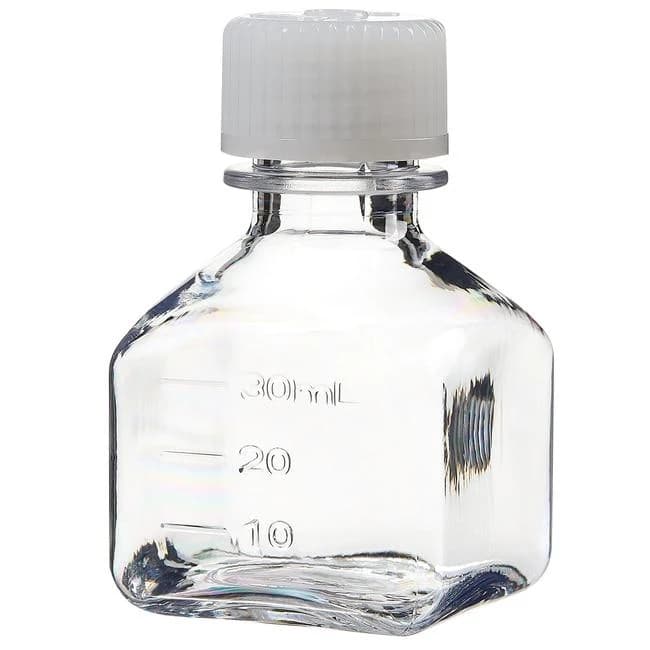 Media Bottle, Square, Graduated - PETG w/HDPE Closure - Shrink Wrap Module 30 mL (20-415)