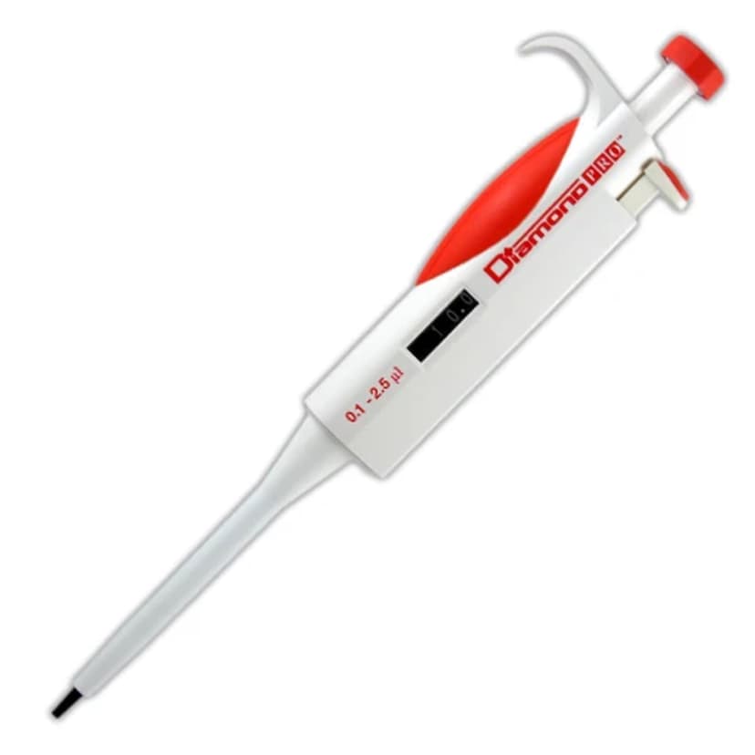 Pipette, Diamond PRO, Adjustable Volume, 0.1 - 2.5µL, Red