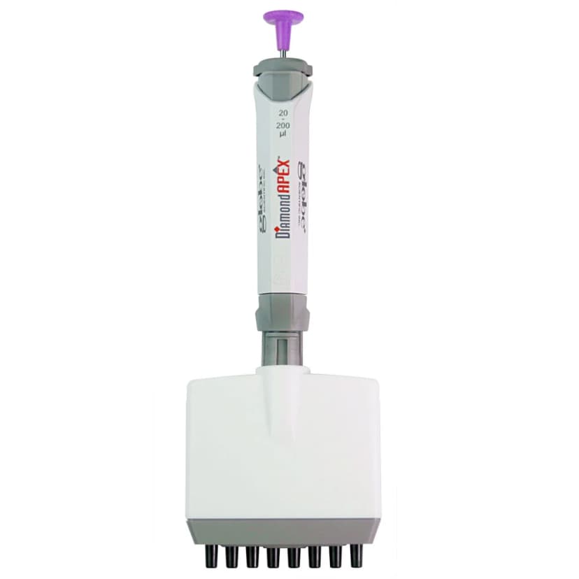 Pipette, Diamond Apex, Fully Autoclavable, 8-Channel, Adjustable Volume, 10 - 100uL, Blue