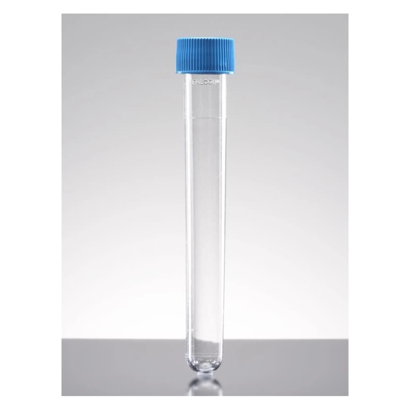 Falcon® 8mL Round Bottom Polystyrene Test Tube, with Blue Screw Cap, Sterile, 125/Pack, 1000/Case