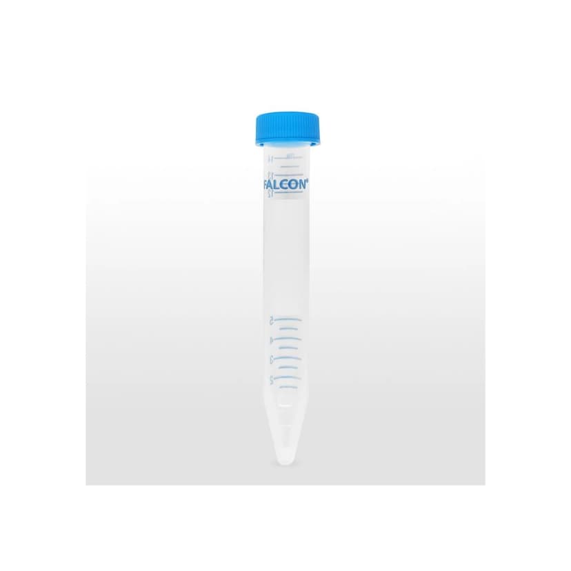 Falcon® 15mL High Clarity PP Centrifuge Tube, Conical Bottom, with Dome Seal Screw Cap, Sterile, 50/Bag, 500/Case