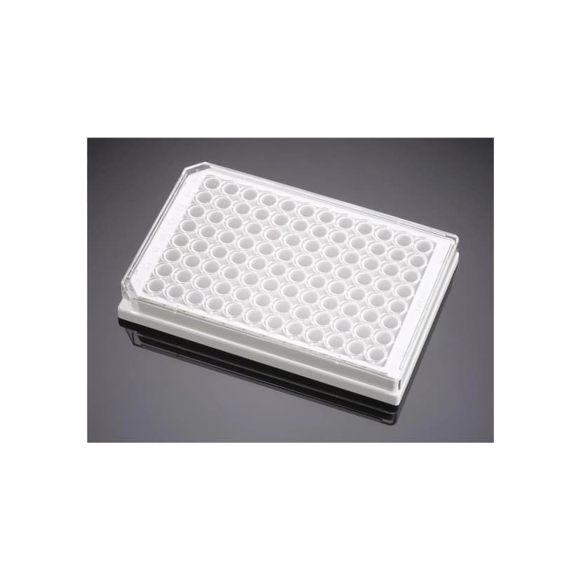 Falcon® 96 Well White Clear Flat Bottom TC-Treated Microplate, with Lid, Sterile, 8/Pack, 32/Case