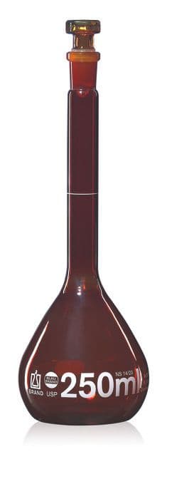 Volumetric flask, USP BBR, A 10mL NS10/19 glass amber, pk2