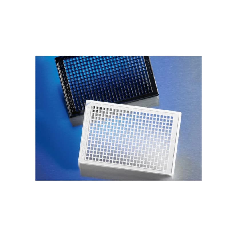 Corning 384 well Black with Clear Flat Bottom Non Binding Surface Polystyrene Microplate with Low Flange, Non Sterile, without Lid, 100/case