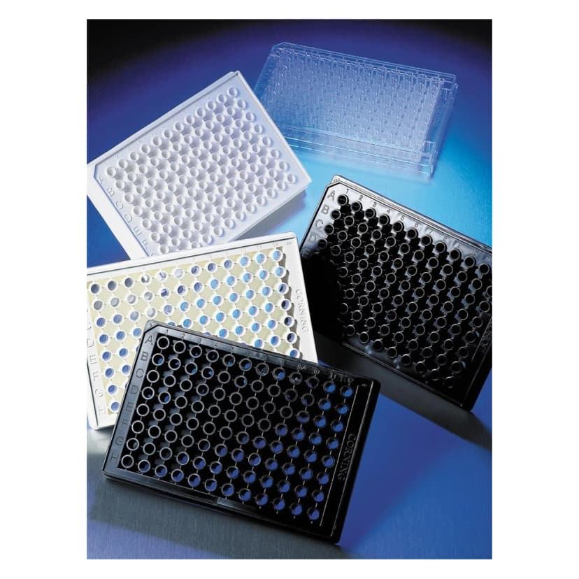 Corning 96 Half Area Well Flat Clear Bottom Black Polystyrene TC-Treated Microplates, 20 per Bag, with Lid