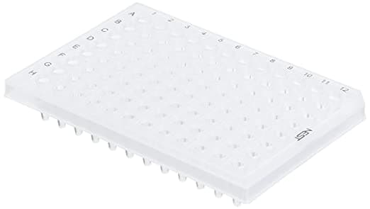 0.1ml 96 Well PCR Plate, No Skirt, Clear, 25/pk, 100/cs