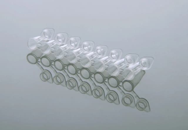 0.2ml PCR 8-strip Tubes, Individually attached flat caps, Clear, 120/pk,