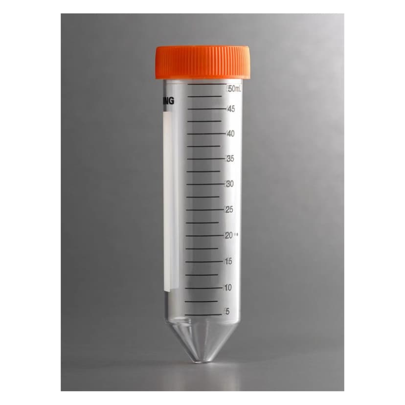 Corning 50mL PP Centrifuge Tubes, Conical Bottom with Plug Seal Cap, Bulk Packed, Sterile, 25/Sleeve, 500/Case
