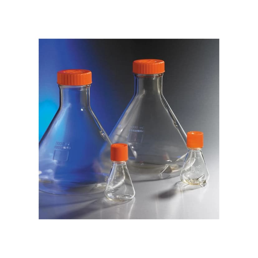 Corning 250ml Polycarbonate Baffled Erlenmeyer Shake Flask with Flat Cap,Sterile,1/Bag,50/Case