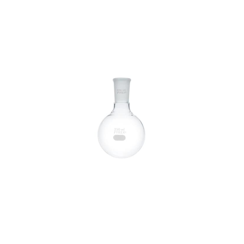 PYREX 250mL Short Neck Boiling Flask, Round Bottom, 24/40 Standard Taper Joint