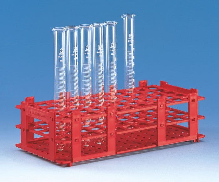 Test tube rack, blue, 55 tubes to dia.18mm, 5x11, pack of 5