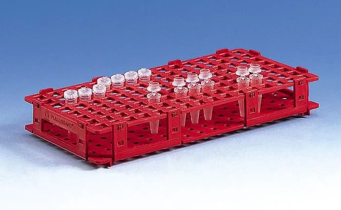 Microcentrifuge tube racks, 11mm, 128 tubes, 8x16, blue, pk of 5