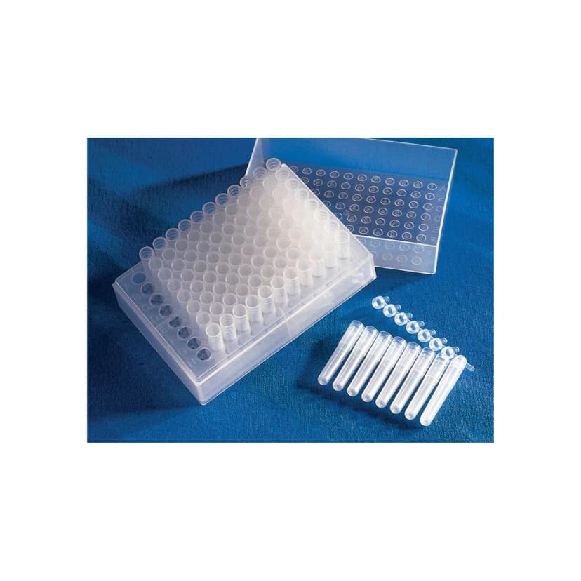 Corning 96 Well Polypropylene Cluster Tubes, 8-Tube Strip format, Sterile, 12 Strips/Rack, 120 Strips/Case.