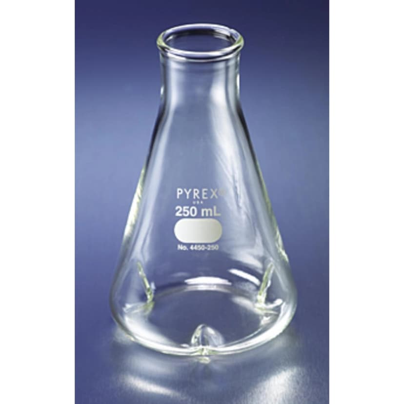 PYREX 250mL Narrow Mouth Erlenmeyer Flask with Baffles