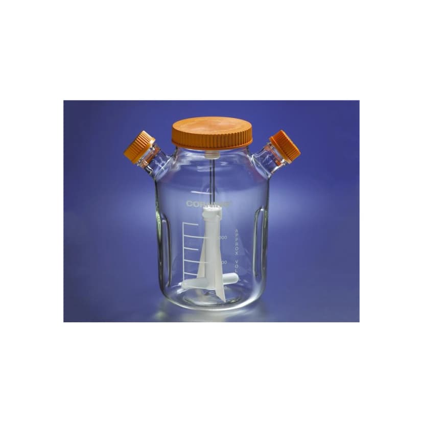 Corning 8L Reusable Spinner Flask with 120mm Flat Center Cap and 2 Angled Sidearms