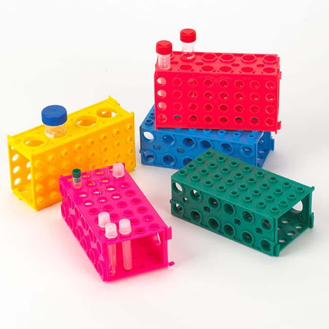 TUFFBLOK Tube Rack, 4-Way, PP, Link Together, Green, 5/Pack