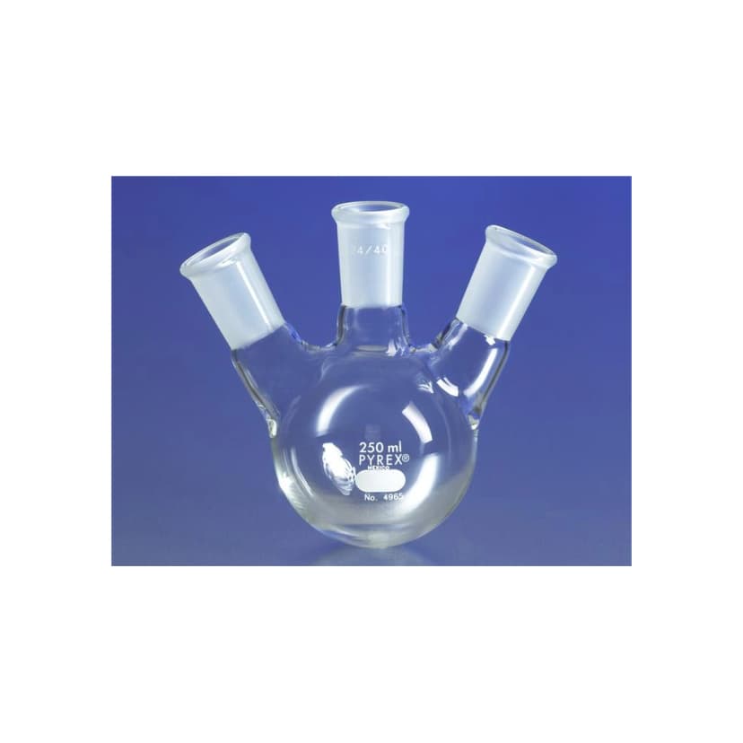 PYREX 500mL Three Neck Distilling Flask with 34/45 Center Vertical and 24/40 Side Angled Neck Standard Taper Joints