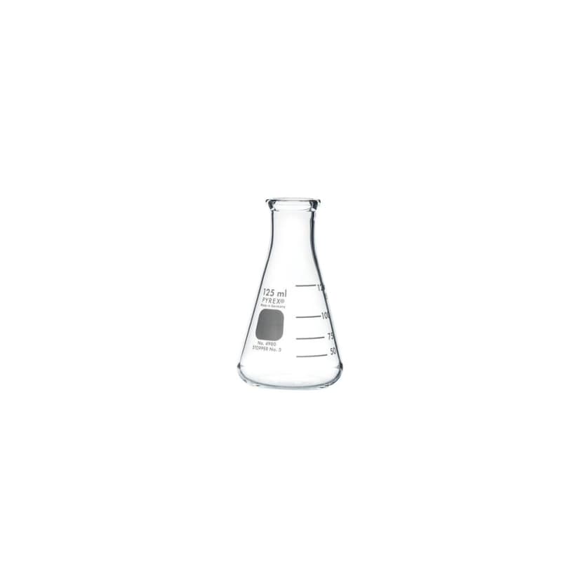 PYREX 125mL Narrow Mouth Erlenmeyer Flasks with Heavy Duty Rim