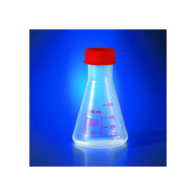 Corning 100mL Reusable Plastic Narrow Mouth Erlenmeyer Flask, Polymethylpentene with GL-40 PP Screw Cap