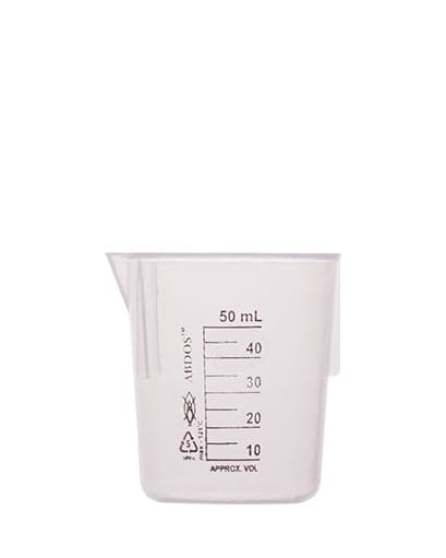 Abdos Printed Plastic Tapered Beakers, Polypropylene (PP) 50 mL, 12/CS