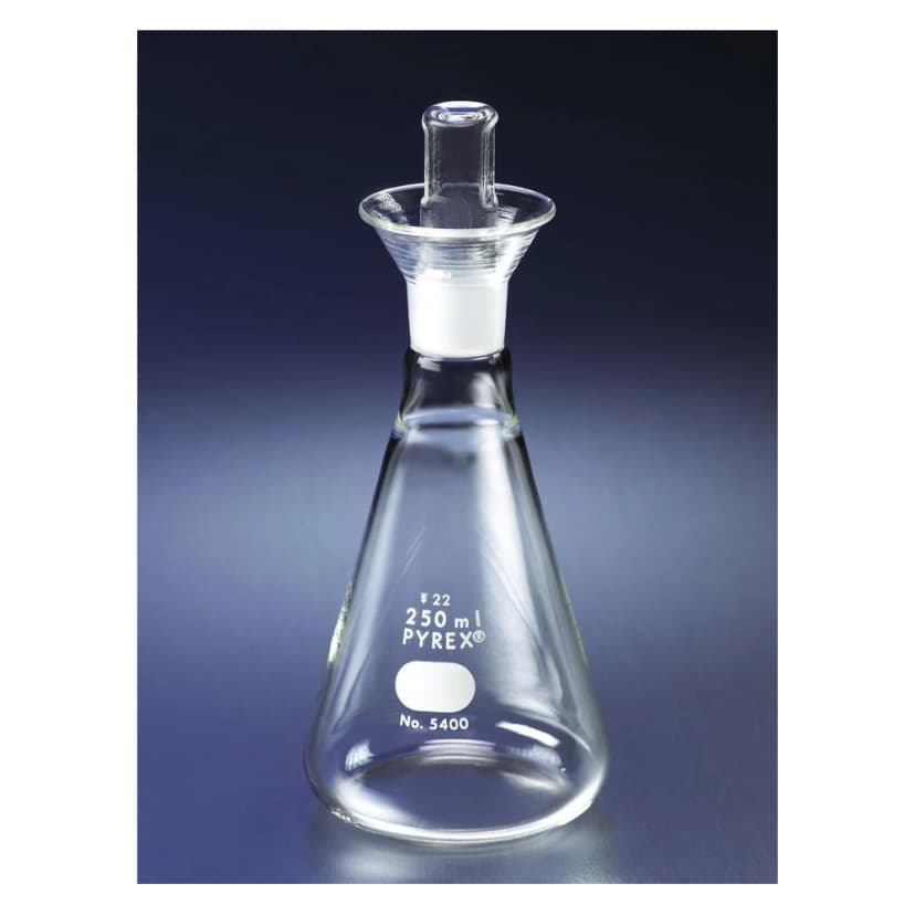 PYREX 125mL Iodine Determination Flasks with Glass No. 22 Standard Taper Stopper