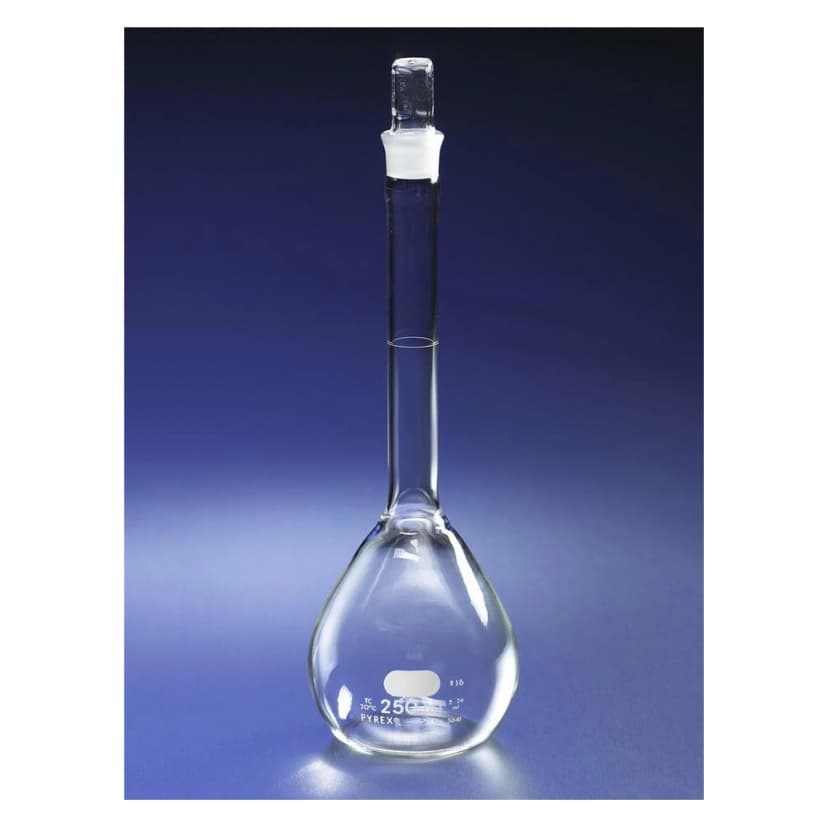 PYREX 1L Economy Volumetric Flasks, Glass Standard Taper Stopper