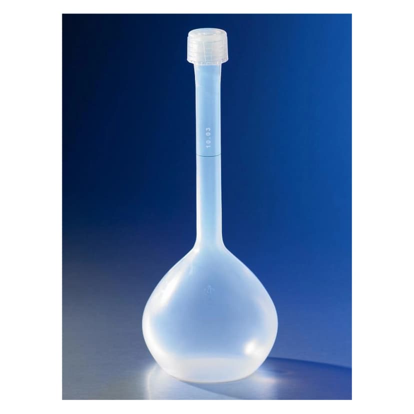 Corning 50mL Class A Reusable Plastic Volumetric Flask, Perfluoroalkoxy-copolymer with GL-18 Screw Cap