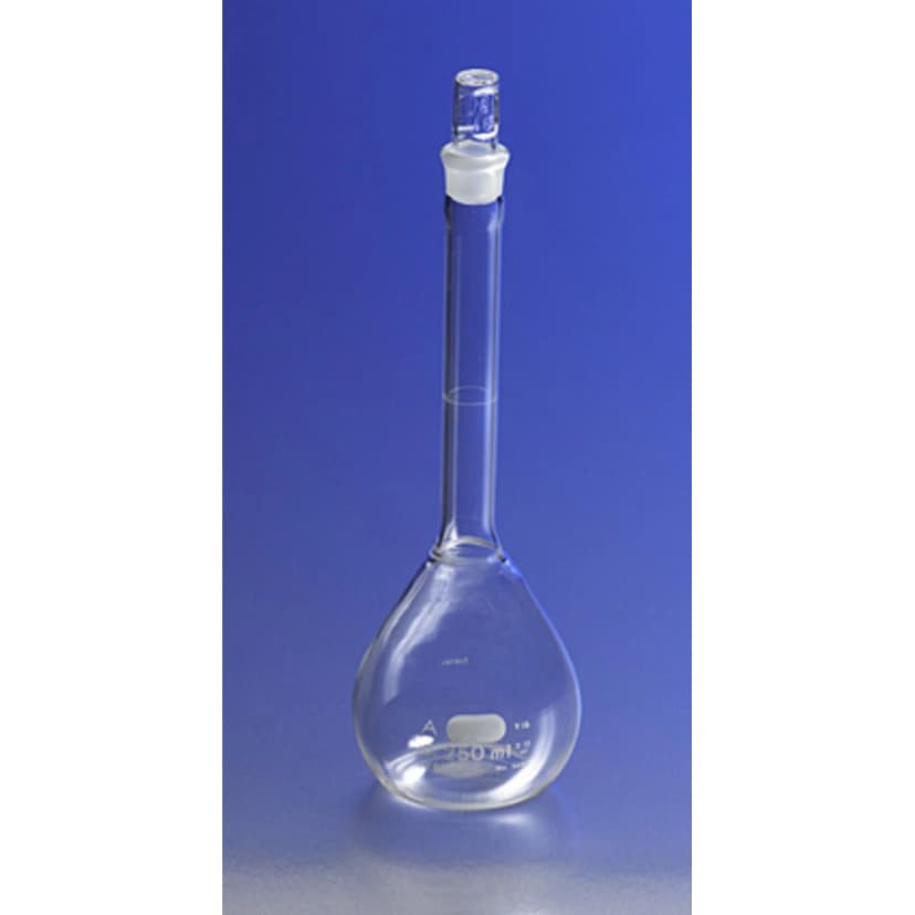 PYREX 500mL Class A Certified and Serialized Volumetric Flasks, with Glass Standard Taper Stopper