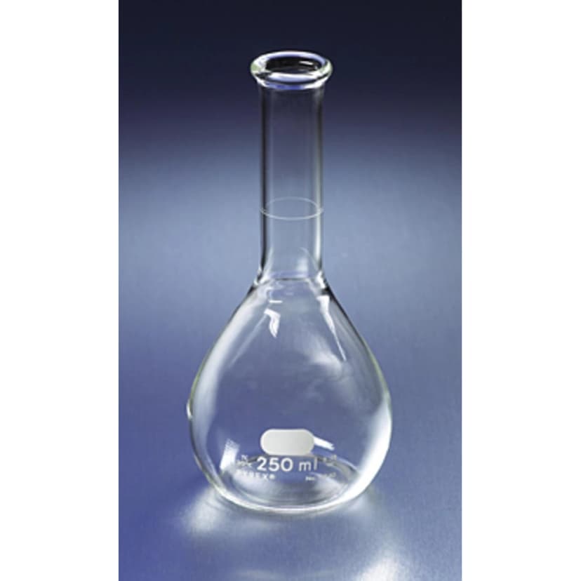 PYREX 200mL Phosphoric Acid Volumetric Flasks, Wide Neck, Tooled Rim