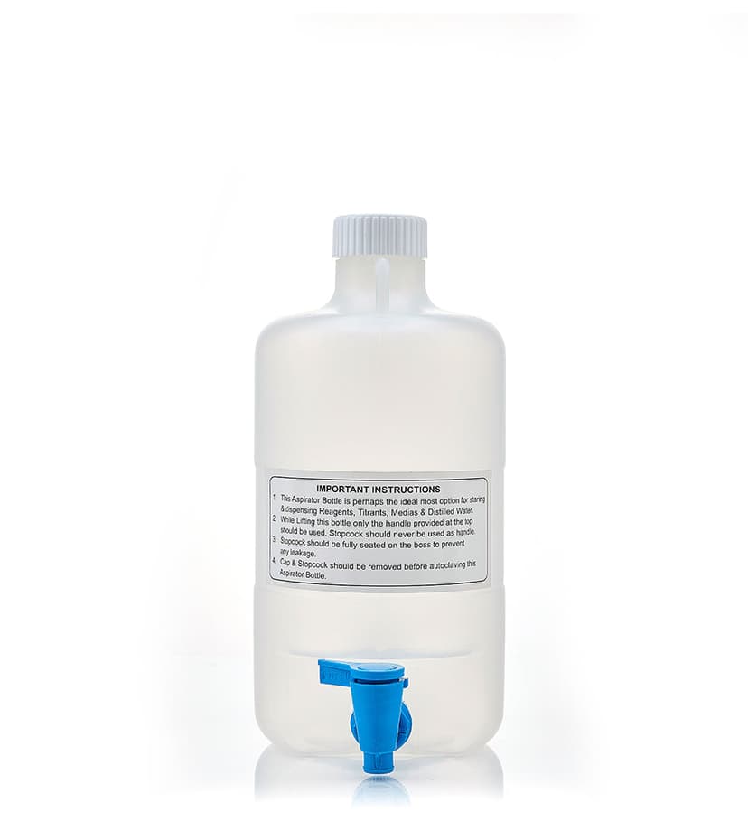 EZLabpure™ Aspirator Bottle 5 L, PP, White Cap With Spigot, 1/EA