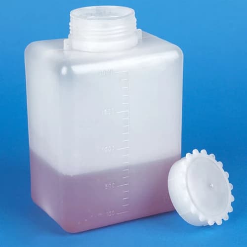 Bottle with Screwcap, Wide Mouth, Square, Graduated, PE (Cap: PP), 2000mL, 20/Bag, 2 Bags/Unit