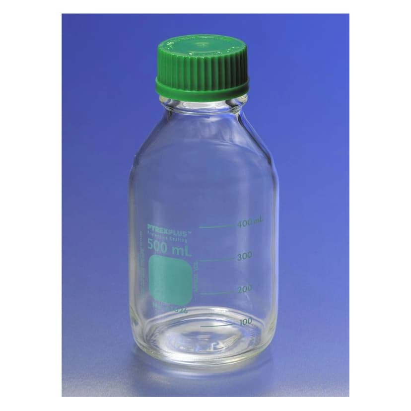 PYREXPLUS PVC-Coated 250mL Round Media Storage Bottles, with GL45 Screw Cap
