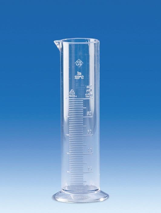 Graduated Cylinder, SAN, low form, molded grads, 500mL, pk 6