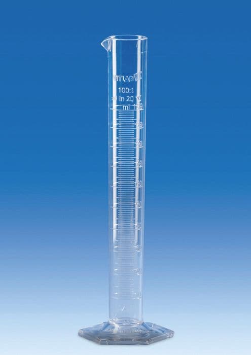 Graduated Cylinder, SAN, molded graduations, 2000mL, pack 3