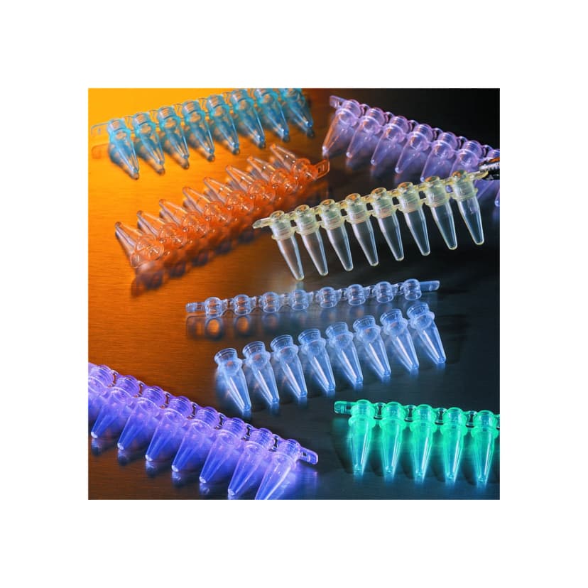 0.2mL Polypropylene PCR Tubes, Assorted Colors, 8 Well Strips