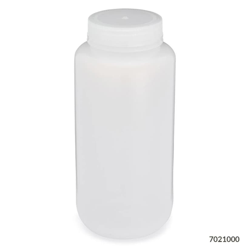 Bottle, Wide Mouth, LDPE Bottle, Attached PP Screw Cap, 1000mL, 12/Pack