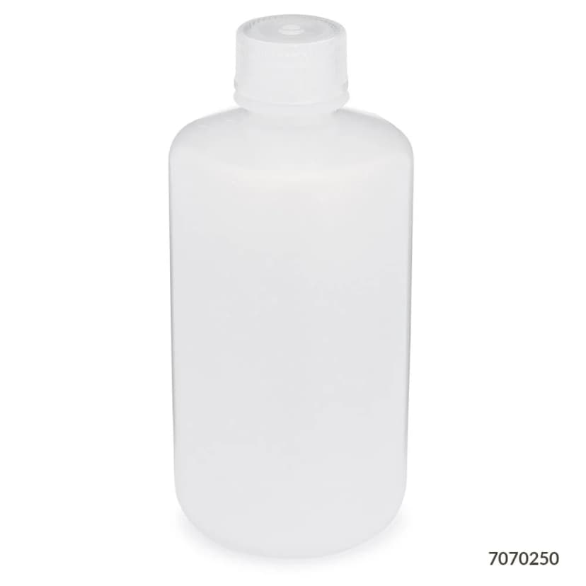 Bottle, Narrow Mouth, LDPE Bottle, Attached PP Screw Cap, 250mL, 12/Pack