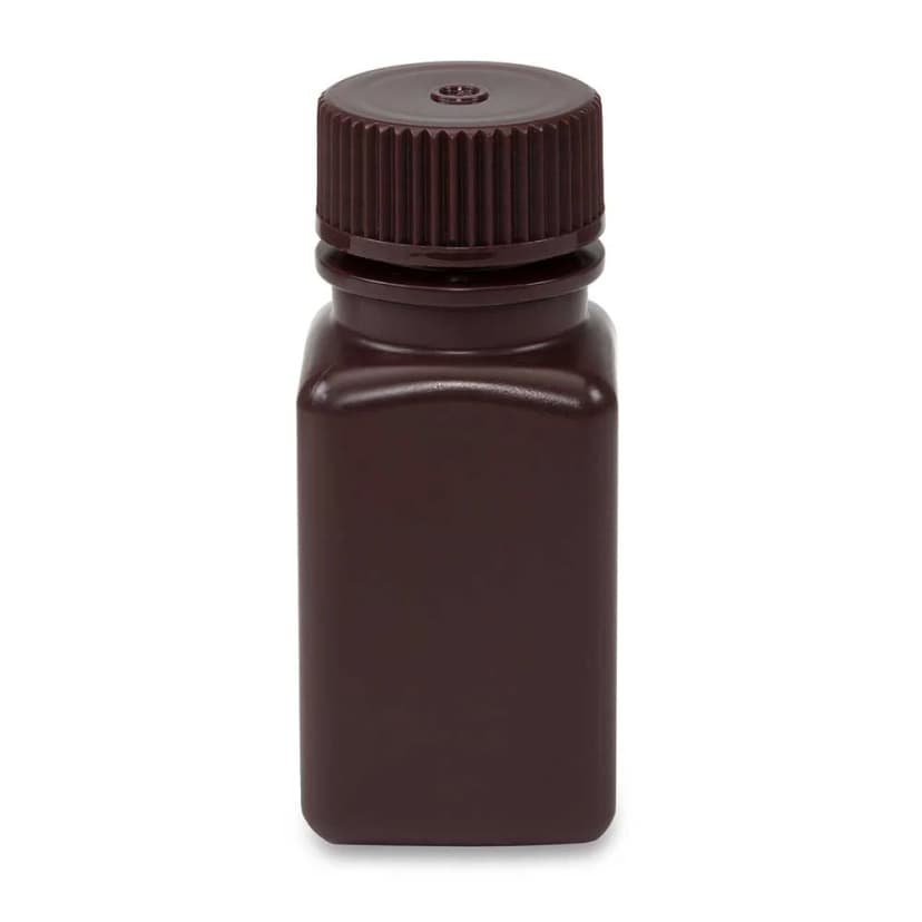 Bottle, Wide Mouth, Square, HDPE, Attached PP Screw Cap, 60mL, 12/Pack