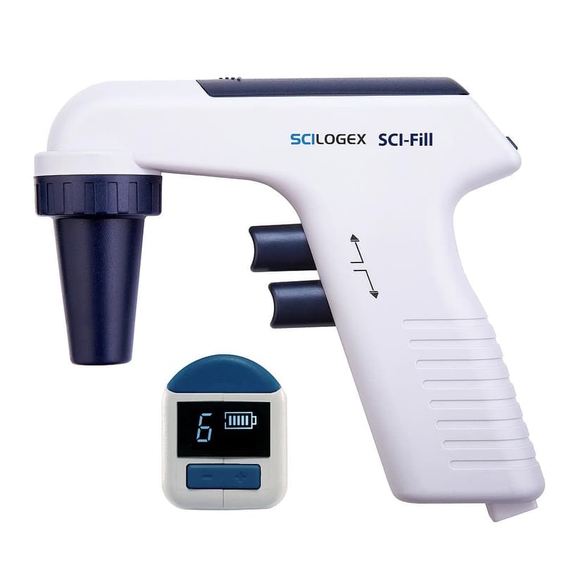 SCI-Fill Motorized Pipette Filler, c/w 2 x 0.45um Filters, AC Charger & Wall Stand, 110-220V, 50/60Hz, UK Plug