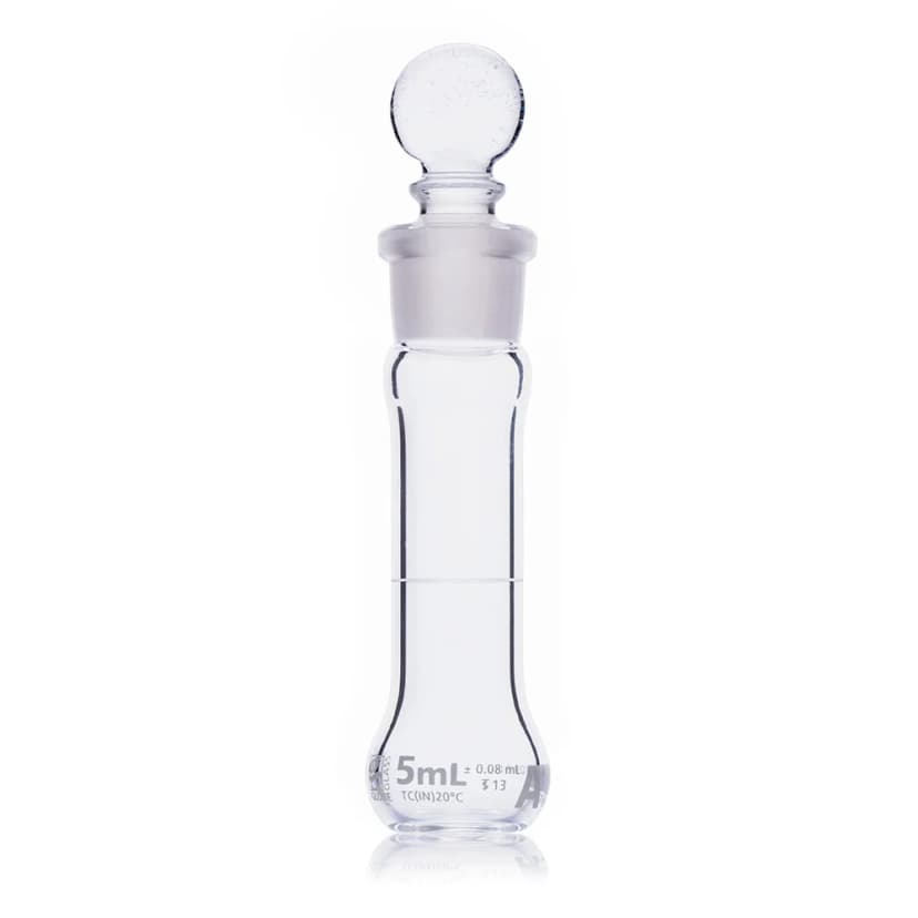 Flask, Volumetric, Wide Mouth, Globe Glass, 5mL, Class A, To Contain (TC), ASTM E288, 6/Box