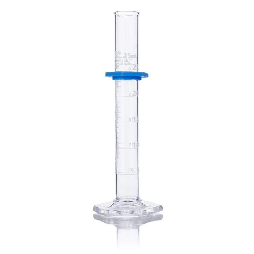 Cylinder, Graduated, Globe Glass, 25mL, Class B, To Deliver (TD), Dual Grads, ASTM E1272, 4/Box